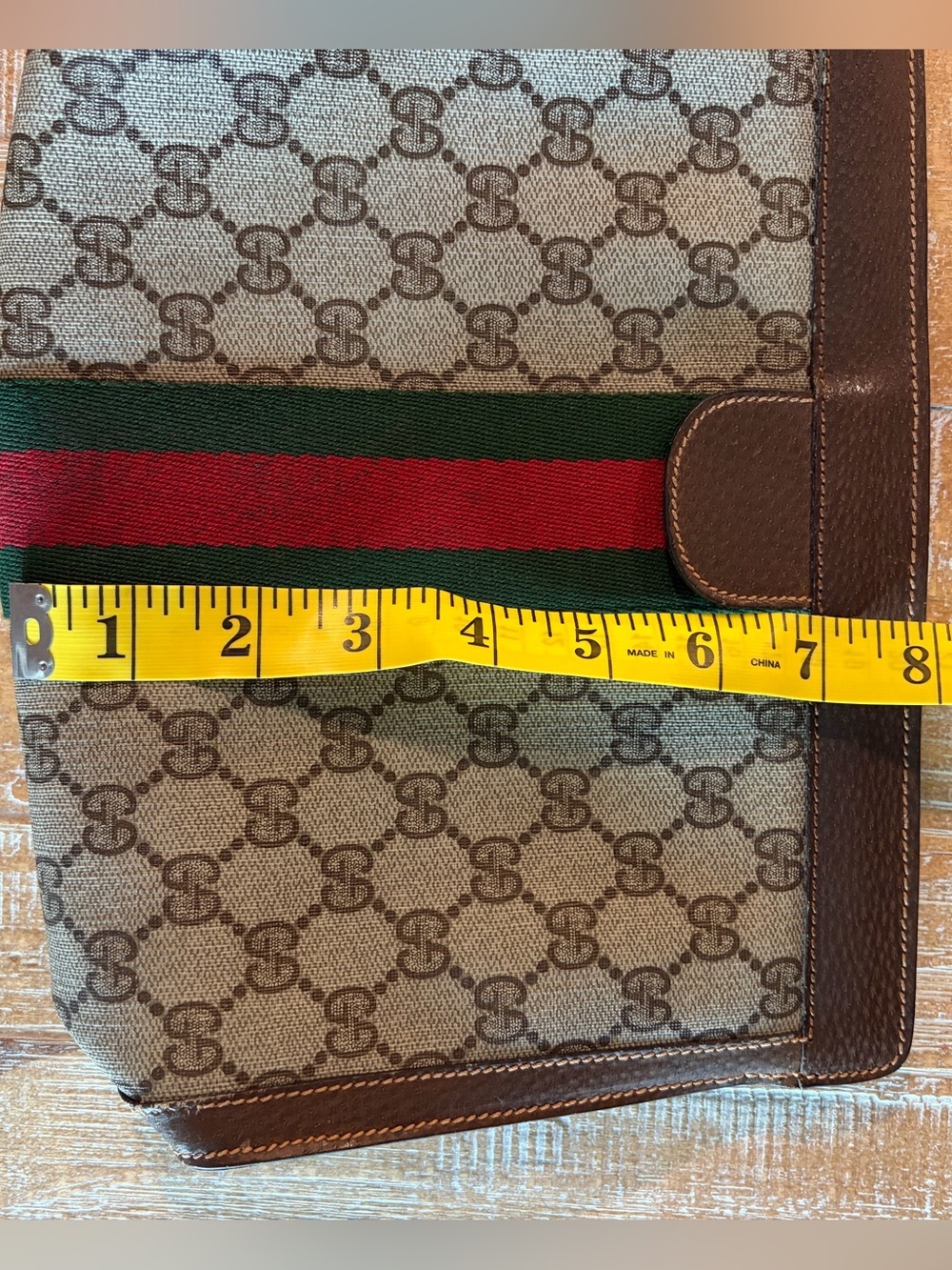 Vintage Gucci GG Supreme Portfolio Clutch Brown Leather Accessory Collection - Picture 10 of 10
